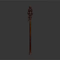 Intricately Carved Brown Architectural Column With Decorative Top And Base Structure
