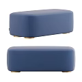 Modern Blue Upholstered Ottoman With Rectangular Design And Wooden Legs 3d model