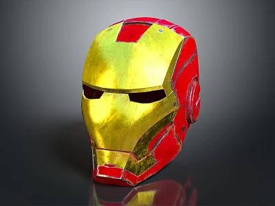 Gold And Red Metallic Helmet For Cosplay Fashion Accessory With Shiny Finish 3d model