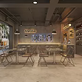 Cozy Rustic Chinese Hotpot Restaurant Interior With Tables Chairs Pendant Lights And Decorative Statue