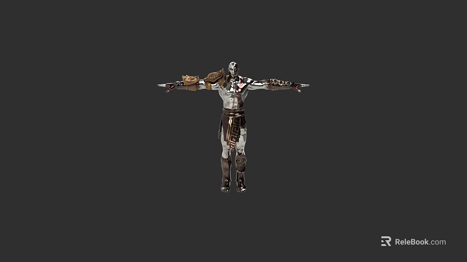 Game Movie Character In Warrior Armor With Arms Outstretched Standing Pose 3d model 