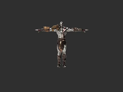 Game Movie Character In Warrior Armor With Arms Outstretched Standing Pose 3d model