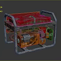 Portable Power Generator With Red Top Orange Engine And Metal Frame Structure