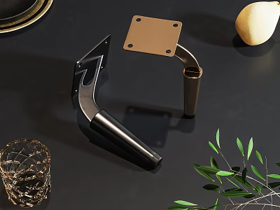 Modern Metal Bracket Display With Glass Cup Lemon And Olive Branch Decor 3d model