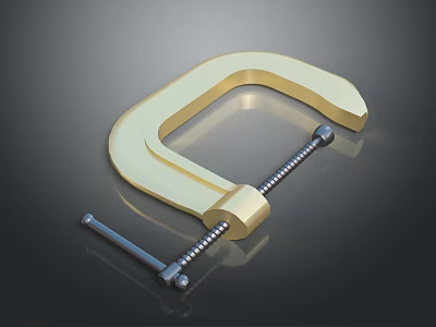 Sturdy Golden Metal C Clamp With Adjustable Screw For Household Tools 3d model