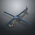 Detailed Military Helicopter Model Featuring Four Rotors Open Door And Gray Body Design