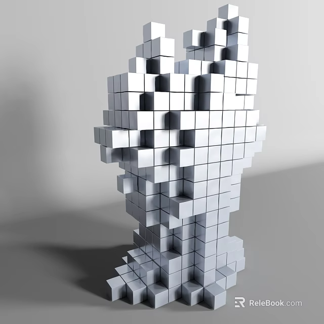 Modern Abstract Decorative Ornament Set Featuring White Cubes And Geometric Structure 3d model