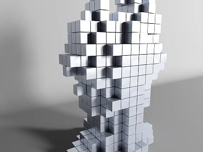 Modern Abstract Decorative Ornament Set Featuring White Cubes And Geometric Structure 3d model