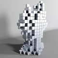 Modern Abstract Decorative Ornament Set Featuring White Cubes And Geometric Structure 3d model