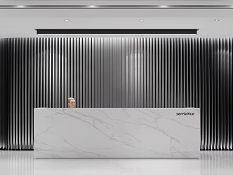 New Chinese Office Space Office Front Desk 3d model