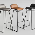 Modern Bar Stools with Metal Frames in Gray Brown and Black Colors 3d model