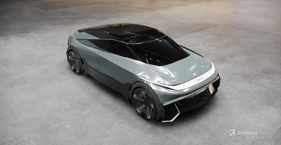 Futuristic Silver Gray Car With Sleek Design And Black Panoramic Roof 3d model 