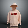 Light Beige Marvel Printed Hoodie with Hood and Front Pocket for Casual Wear