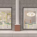 Bright Yellow And White Nutrition Store Interior With Display Shelves And Counters
