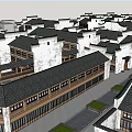 Traditional Chinese Architecture Complex With Neatly Arranged Black White Roofs And Streets