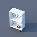 White Storage Shelving Unit with Wheels Multiple Shelves and Tray Golden Decor