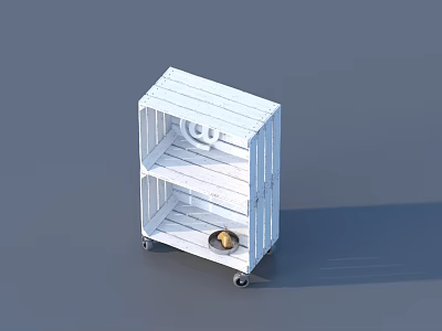 White Storage Shelving Unit with Wheels Multiple Shelves and Tray Golden Decor 3d model