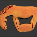 Orange Horse Shaped Abstract Sculpture Decorative Art Piece On Black Surface With Reflection