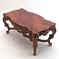 Vintage Wooden Coffee Table With Intricate Carvings And Ornate Leg Design