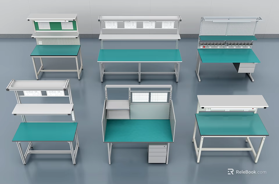 Multiple Styles Of Anti Static Functional Workbenches With Storage Shelves For Industrial Electronic Workshop Operations 3d model 