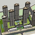 Modern High Rise Residential Buildings With Neatly Arranged Exteriors And Ground Floor Spaces