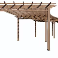 Wooden Outdoor Pergola With Lattice Top And Supporting Posts Structure 3d model
