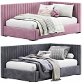 Modern Upholstered Beds With Pink Gray Headboards And Cozy Blankets Pillows
