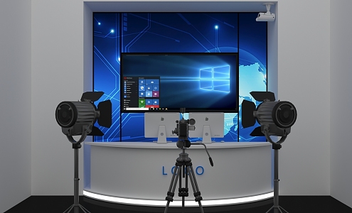 Modern recording and broadcasting equipment recording and broadcasting room 3d model