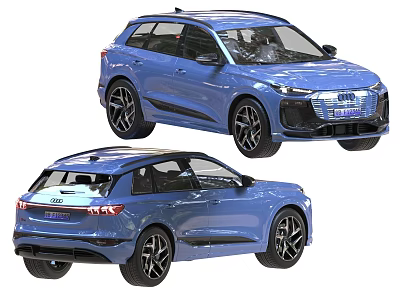 Blue Audi SUV Car Showcasing Front and Rear Views in Vibrant Blue Color 3d model