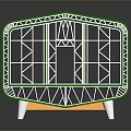 Detailed Green Industrial Equipment Frame With Grid Structure And Support Beams