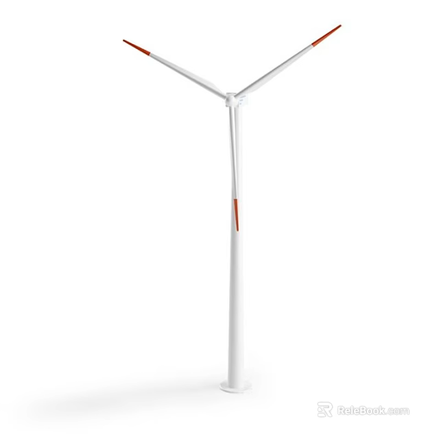 Industrial Wind Turbine Equipment With Rotating Blades And Tall Tower Structure 3d model 