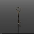 Hardware Tools Vintage Silver Key with Intricate Design and Reflection on Dark Background