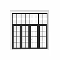 Black Frame Casement Doors With Glass Grid Design And Outdoor View