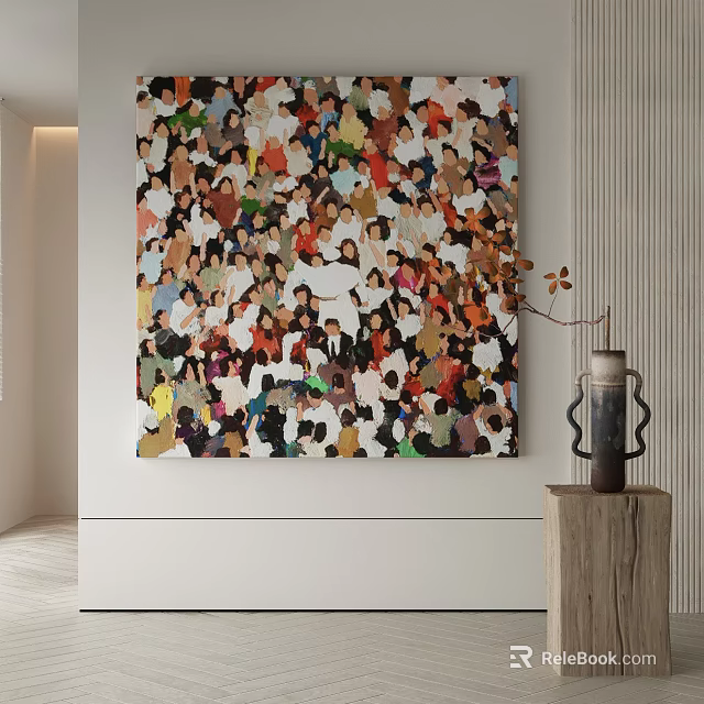 Abstract Figure Painting In Modern Interior Space 3d model