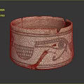 Ancient Carved Pottery Jar With Eye Motifs Grid Designs And Cracks