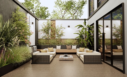 Modern courtyard landscape 3d model