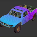 Custom Off Road Truck With Blue Purple Gradient Starry Exterior And Spare Tire