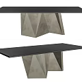 Stylish Modern Dining Table With Black Tabletop And Geometric Concrete Base 3d model