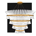 Luxurious Crystal Chandelier With Multi Layered Design And Golden Metal Frame
