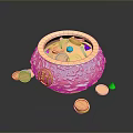 Sparkling Golden Inlaid Container Filled With Colorful Gemstones And Scattered Gems