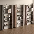 Wooden Shelving Units With Decorative Items Books And Vases In Bright Interior With Natural Light
