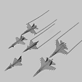 Various Colored Fighter Jets Flying in the Sky With Different Models and Contrails