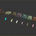 Various Colored Stone Pieces and Wooden Strips in Different Shapes for Design Collection