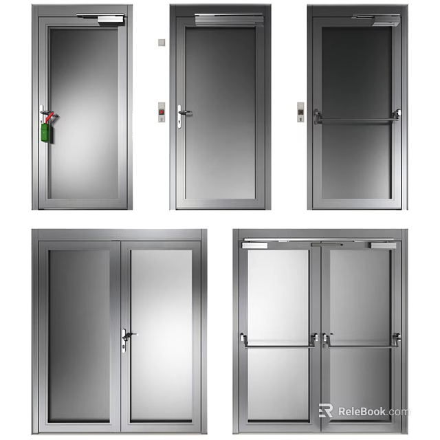 Casement Windows With Modern Aluminum Frames Various Styles Handles And Secure Locks 3d model 