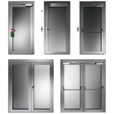 Casement Windows With Modern Aluminum Frames Various Styles Handles And Secure Locks 3d model