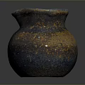 Handcrafted Metallic Pottery Jar Sculpture Carving With Rounded Body And Small Spout