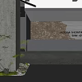 Modern Industrial Style Reception Counter With Exposed Brick Accent And Fresh Indoor Greenery Decoration