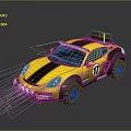 Yellow and Black Off Road Car With Number 17 Roof Equipment And Blue Front Lights