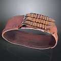 Brown Leather Belt With Multiple Metal Buckles And Retro Handcrafted Vintage Design