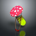 Mushroom Shaped Decor Red Cap With White Spots Green Base Brown String Red Bead Decorations